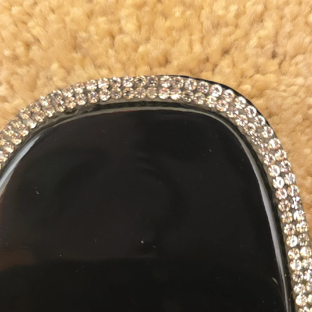 WILD DIVA Lounge Size 6 Black Sandals with Silver Studs & Rinestones - Picture 13 of 15